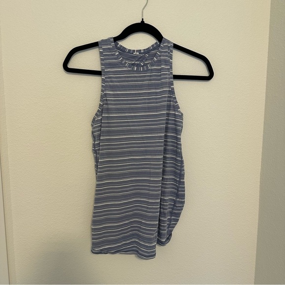 Lululemon All Tied Up Tank Top Cut Back Stripe Tempest Blue White Size 6 Women’s - Picture 3 of 8